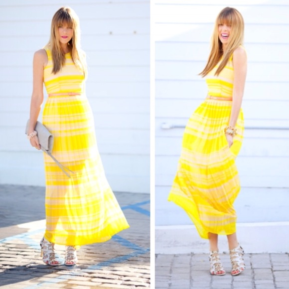 French Connection Dresses & Skirts - French Connection yellow pleated Maxi dress